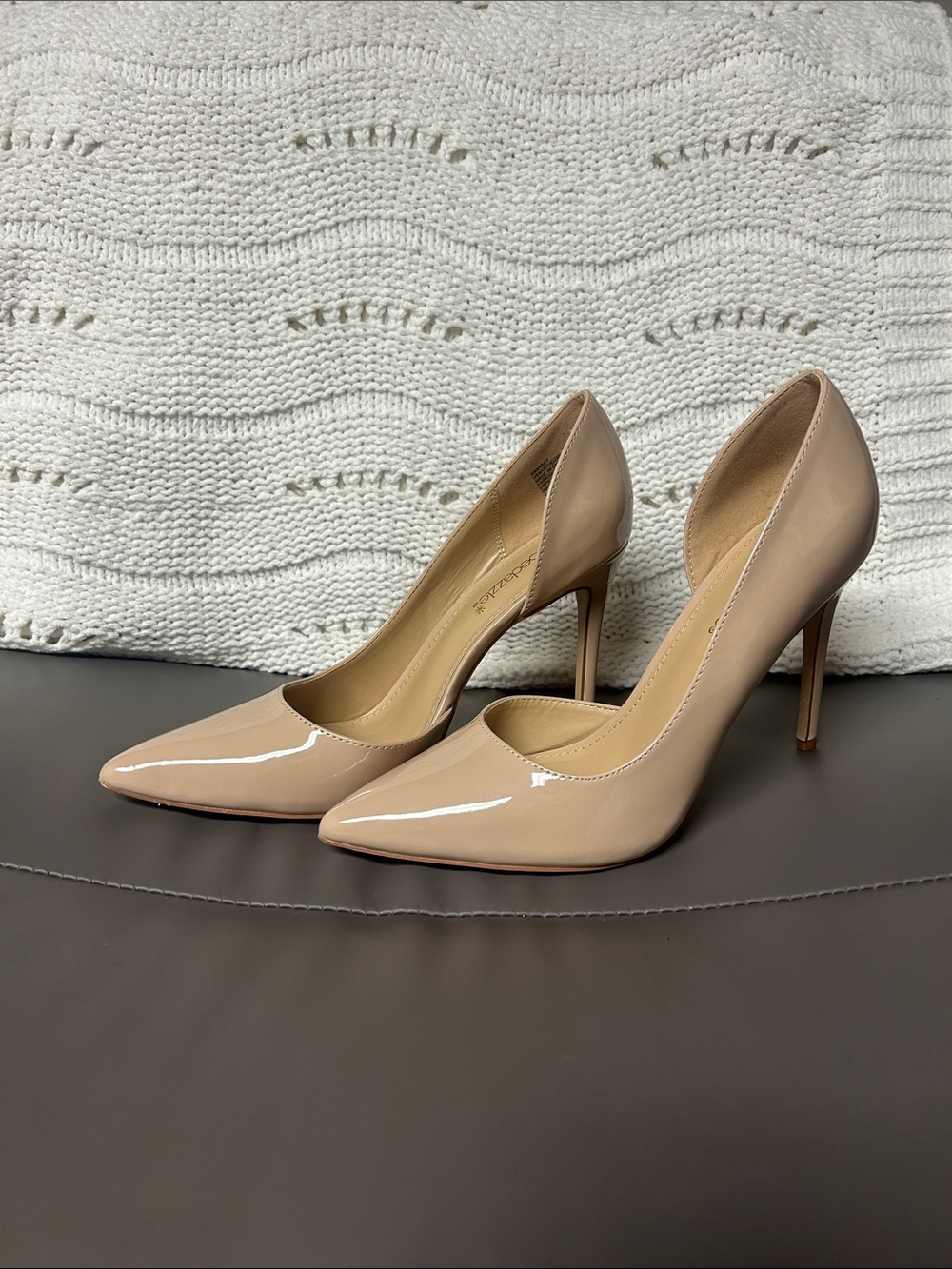 Nude Patent Pointed-Toe Stiletto Pumps